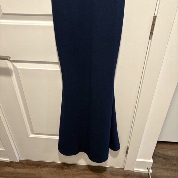 Missguided Mermaid One Shoulder Long Night Blue Dress - Picture 3 of 13